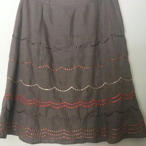 Boden Embroidered Linen Skirt